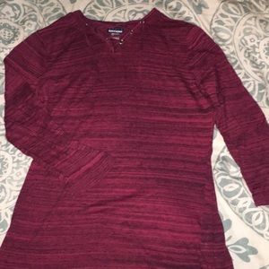 long sleeve dark red shirt